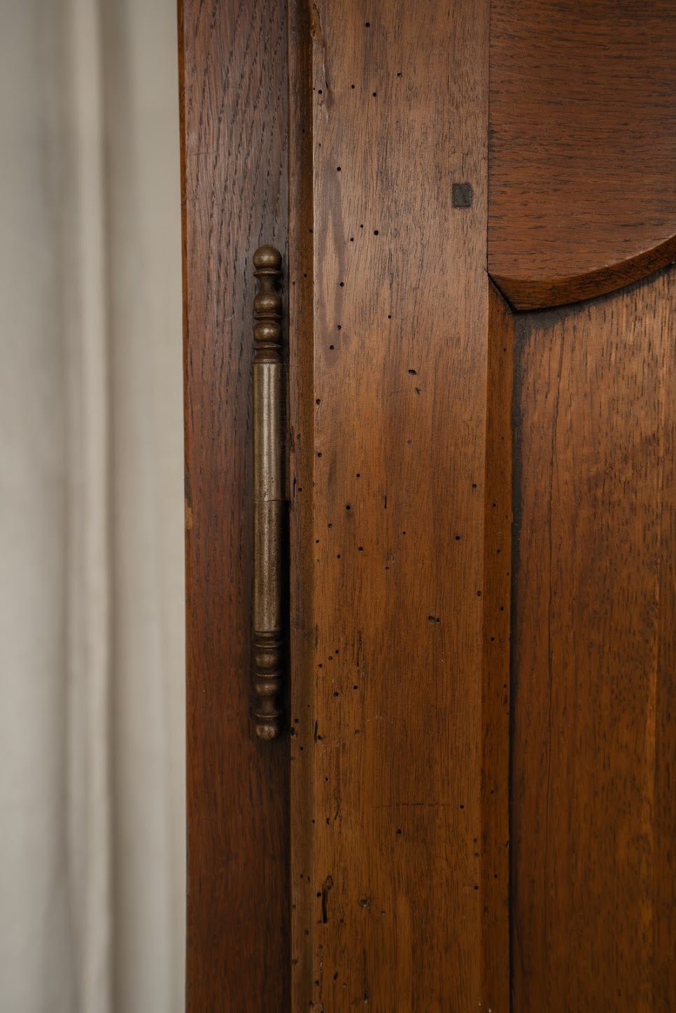 French Oak Cupboard with Carved Bird Detail | Narrow Linen & Storage Cabinet