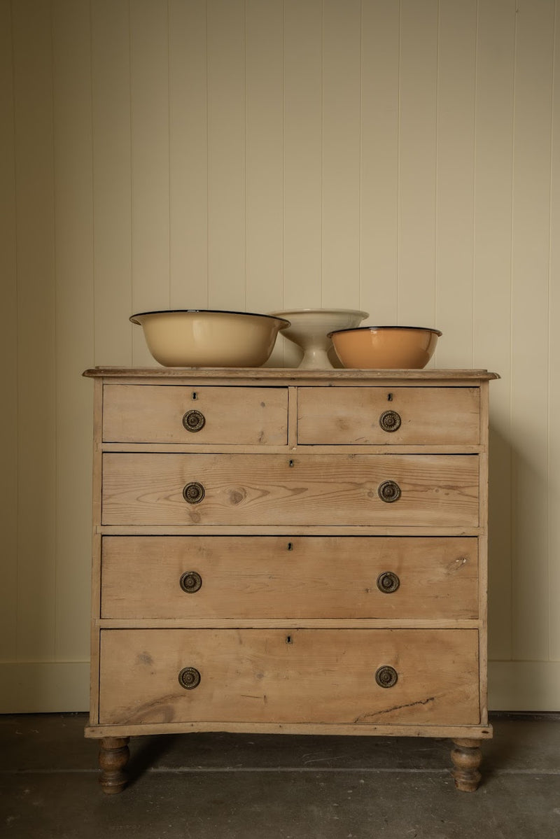 Antique 2-over-3 Chest of Drawers with Brass Handles