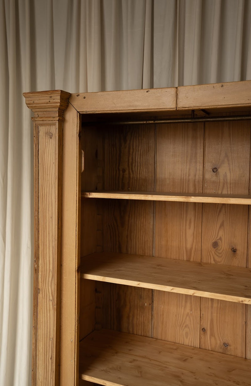 Antique Pine Cupboard with Column Details | Paneled Kitchen Pantry & Linen Cabinet