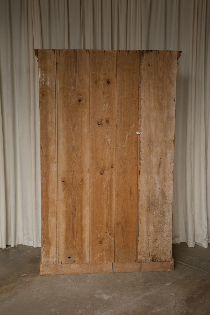 Antique Pine Cupboard with Column Details | Paneled Kitchen Pantry & Linen Cabinet