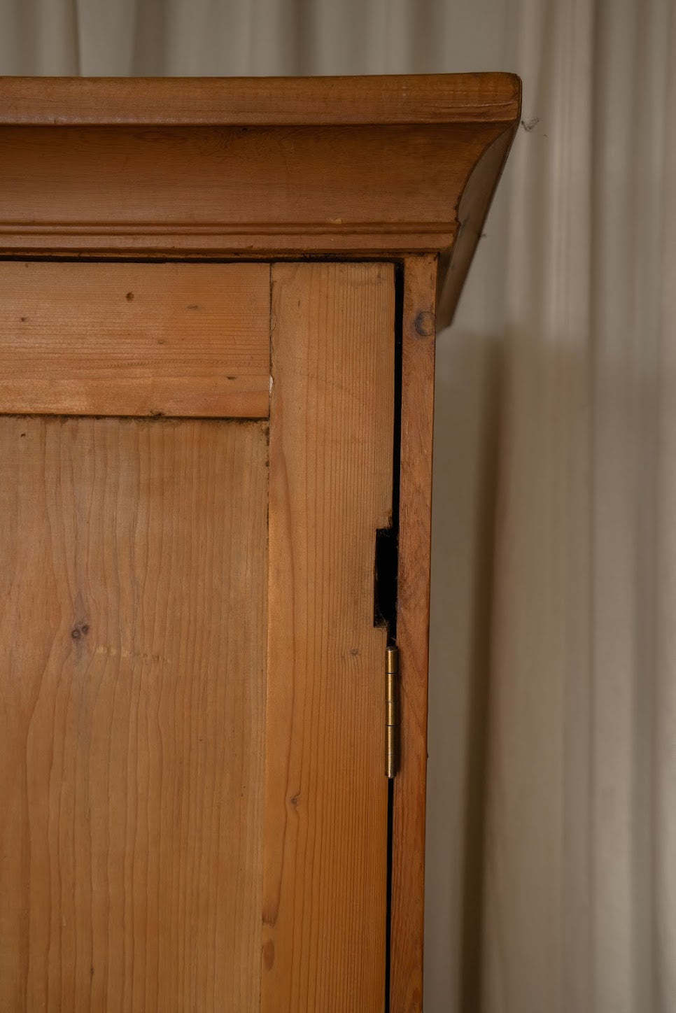 Antique Victorian Pine Two-Door Armoire with Three Drawers