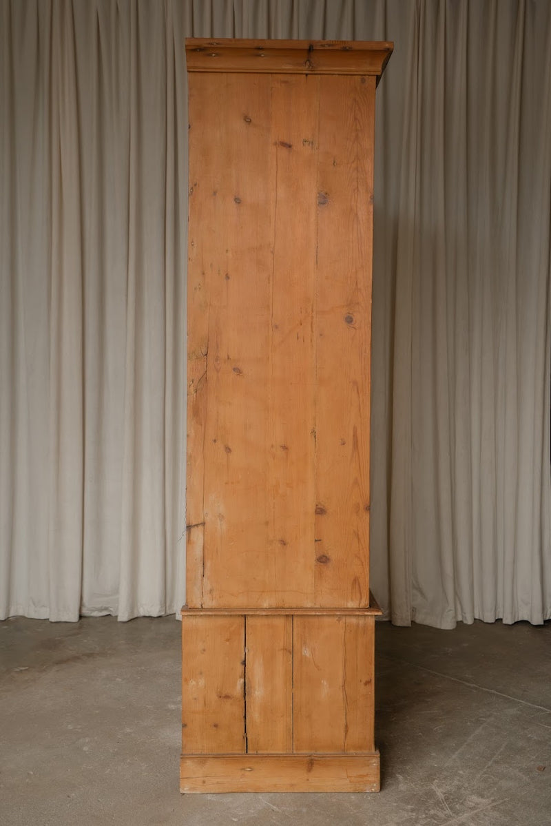 Antique Victorian Pine Two-Door Armoire with Three Drawers