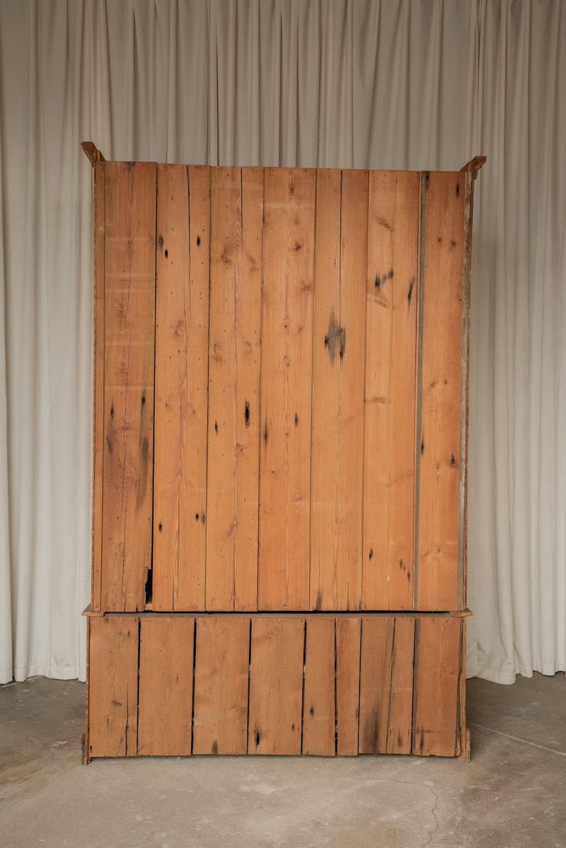Antique Victorian Pine Two-Door Armoire with Three Drawers