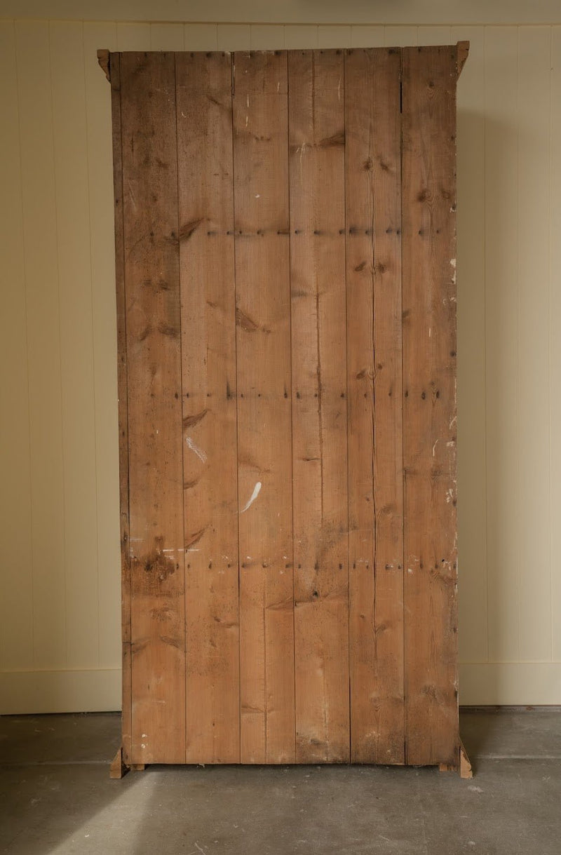 Tall Antique Pine Bookcase, Side Paneling - IDYLL MANOR