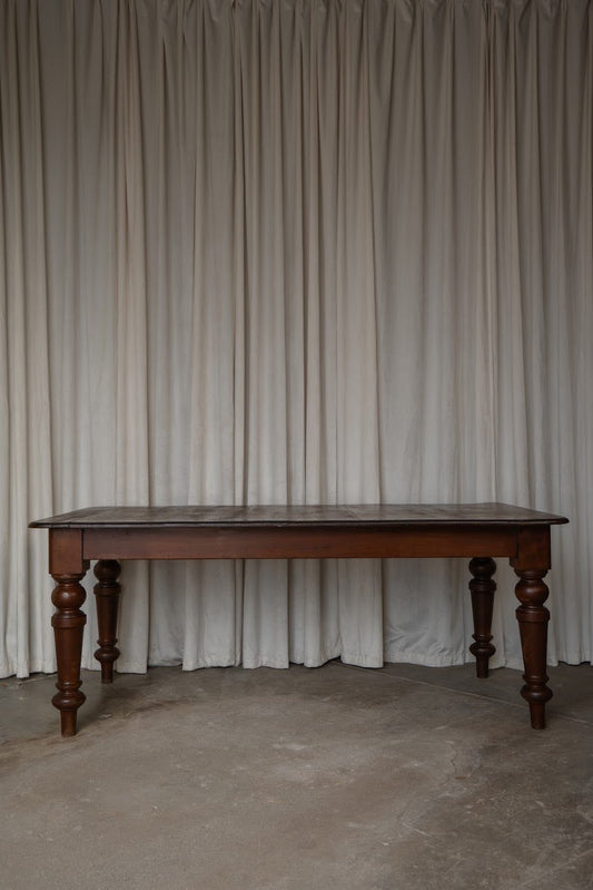 Antique Dark Oak Dining Table with Sculptural Legs - IDYLL MANOR