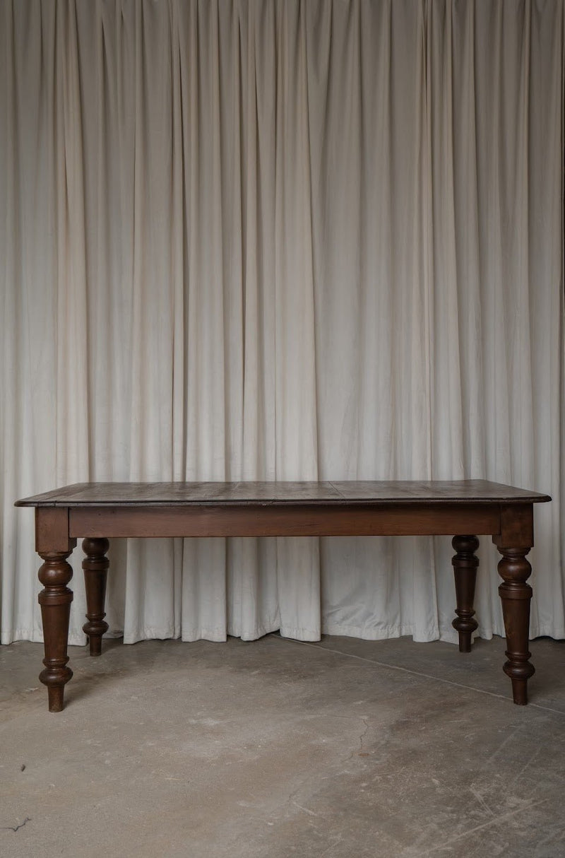 Antique Dark Oak Dining Table with Sculptural Legs - IDYLL MANOR
