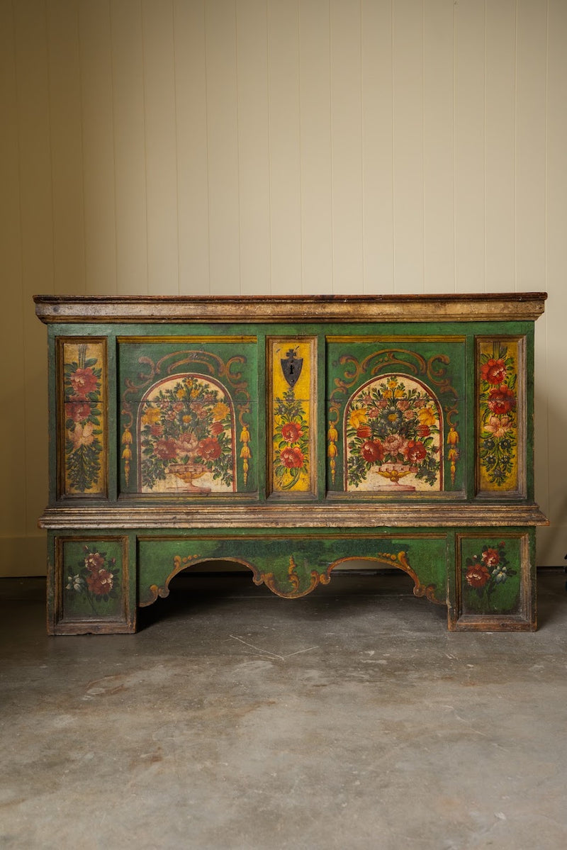 Antique German Alpine Hand-Painted Trunk
