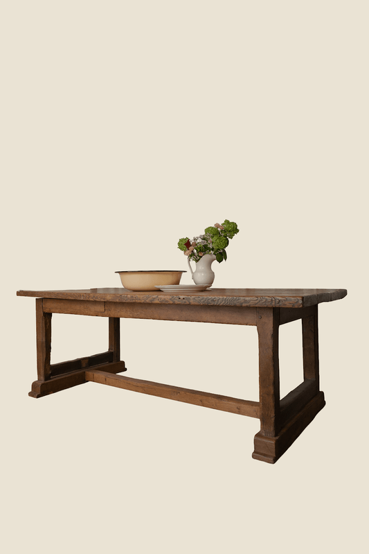 Large Victorian Trestle Dining Table | 7-Foot Farmhouse Table - IDYLL MANOR