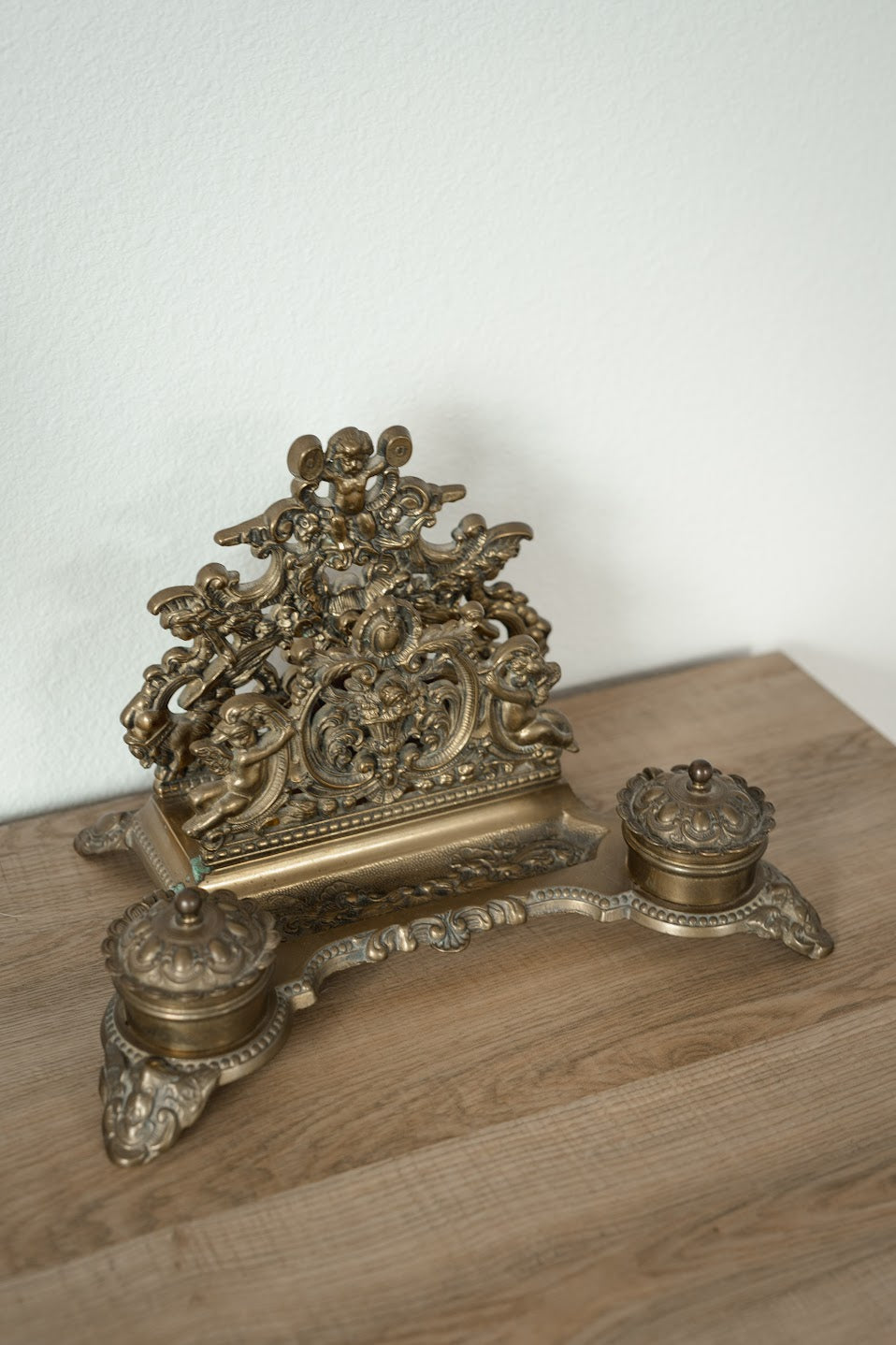 French Baroque Repoussé Victorian Cherub Letter Holder