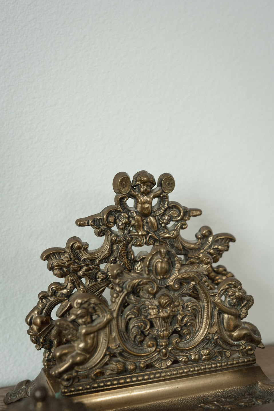 French Baroque Repoussé Victorian Cherub Letter Holder