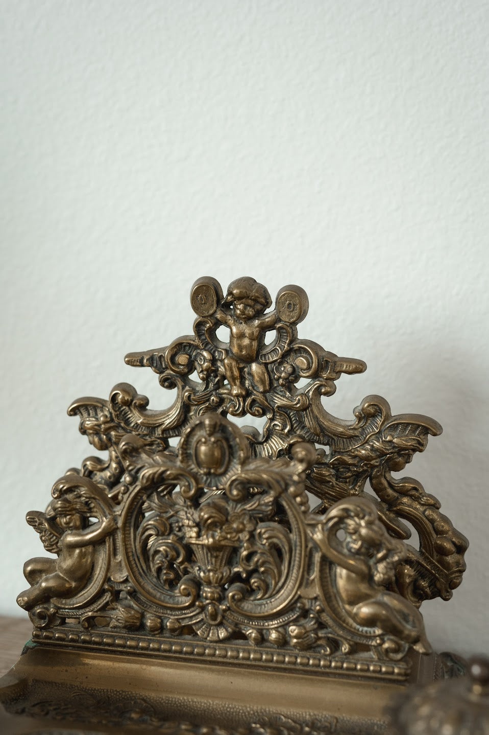 French Baroque Repoussé Victorian Cherub Letter Holder