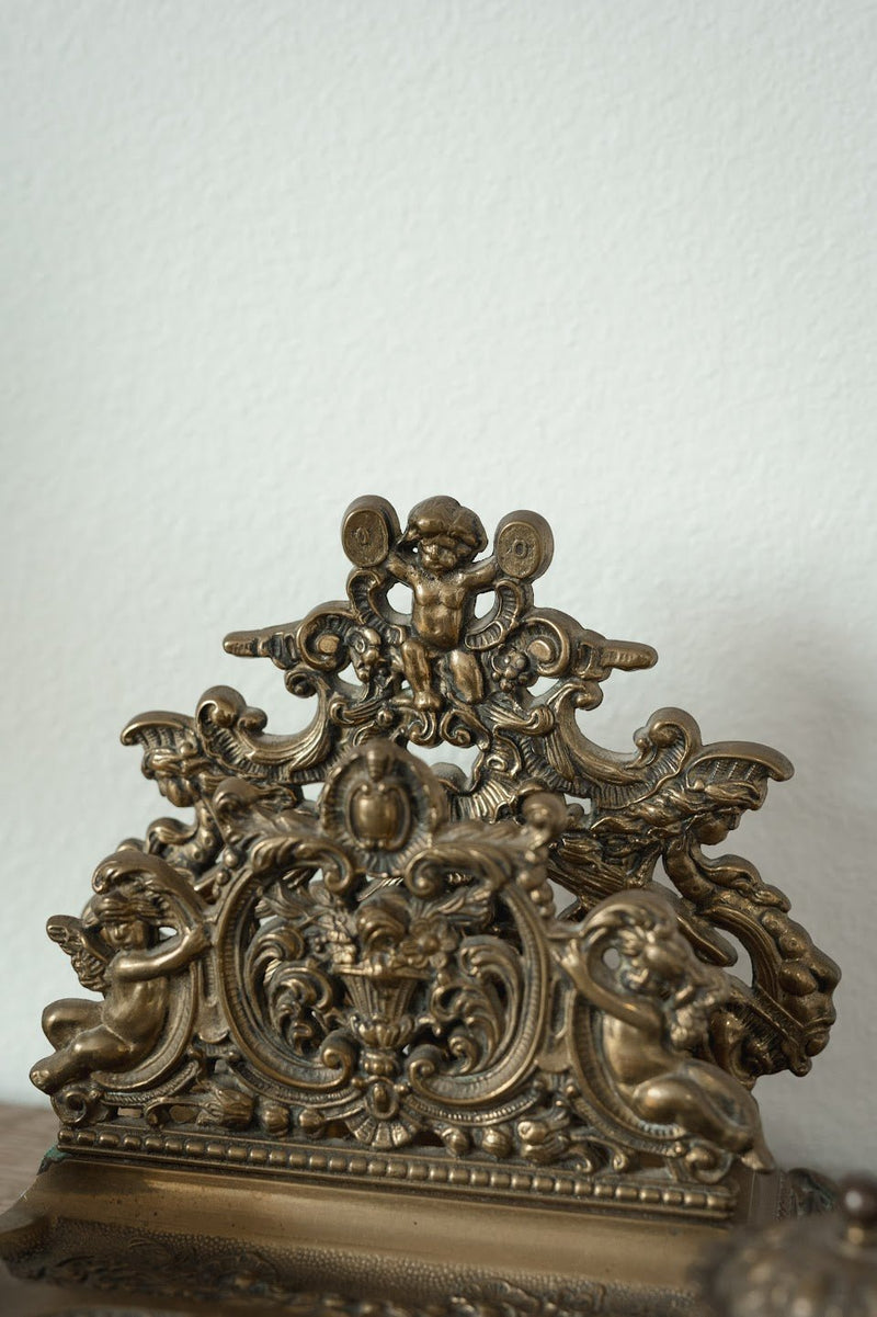 French Baroque Repoussé Victorian Cherub Letter Holder - IDYLL MANOR