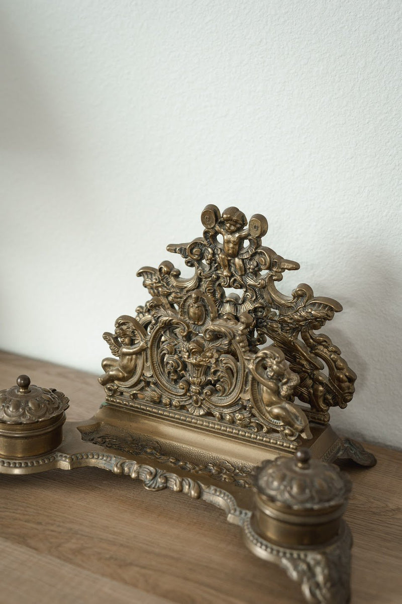 French Baroque Repoussé Victorian Cherub Letter Holder - IDYLL MANOR