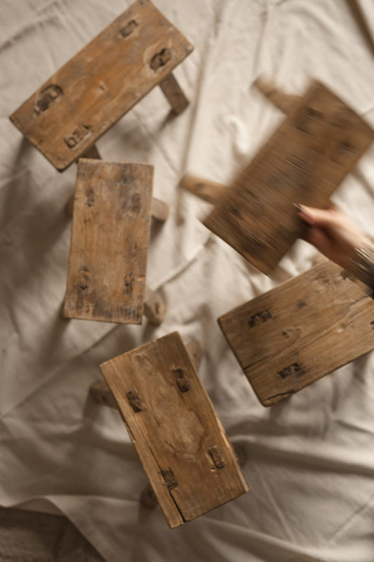 Primitive Elm Wood Stools