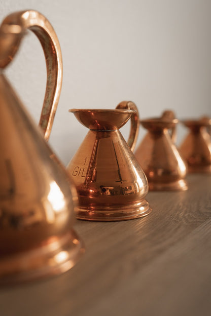 Antique English Copper Haystack Measuring Jugs