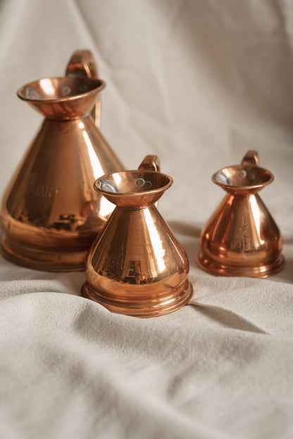 Antique English Copper Haystack Measuring Jugs