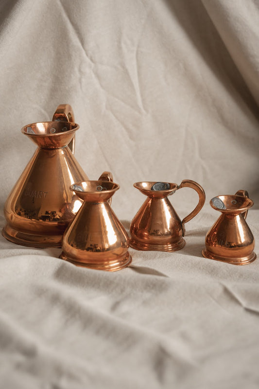 Antique English Copper Haystack Measuring Jugs