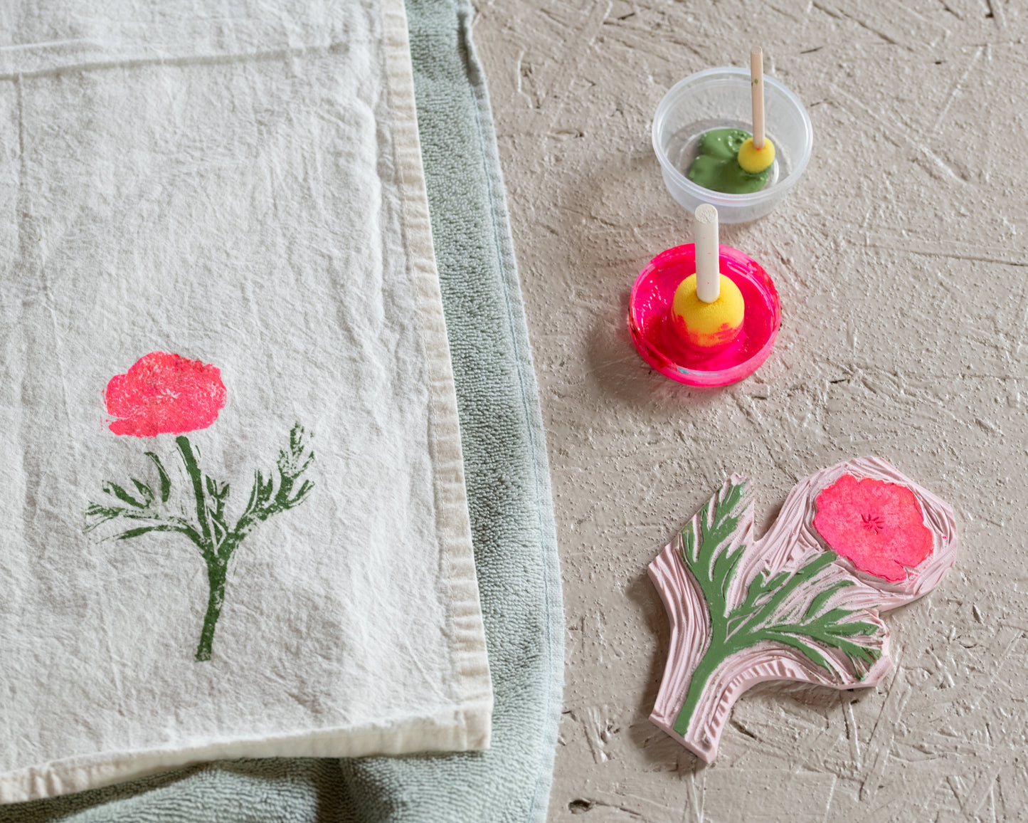 Holiday Tea Towel Block Printing Class - IDYLL MANOR