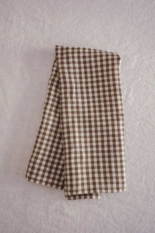 Tea Towel | Mini Gingham Check Brown - IDYLL MANOR