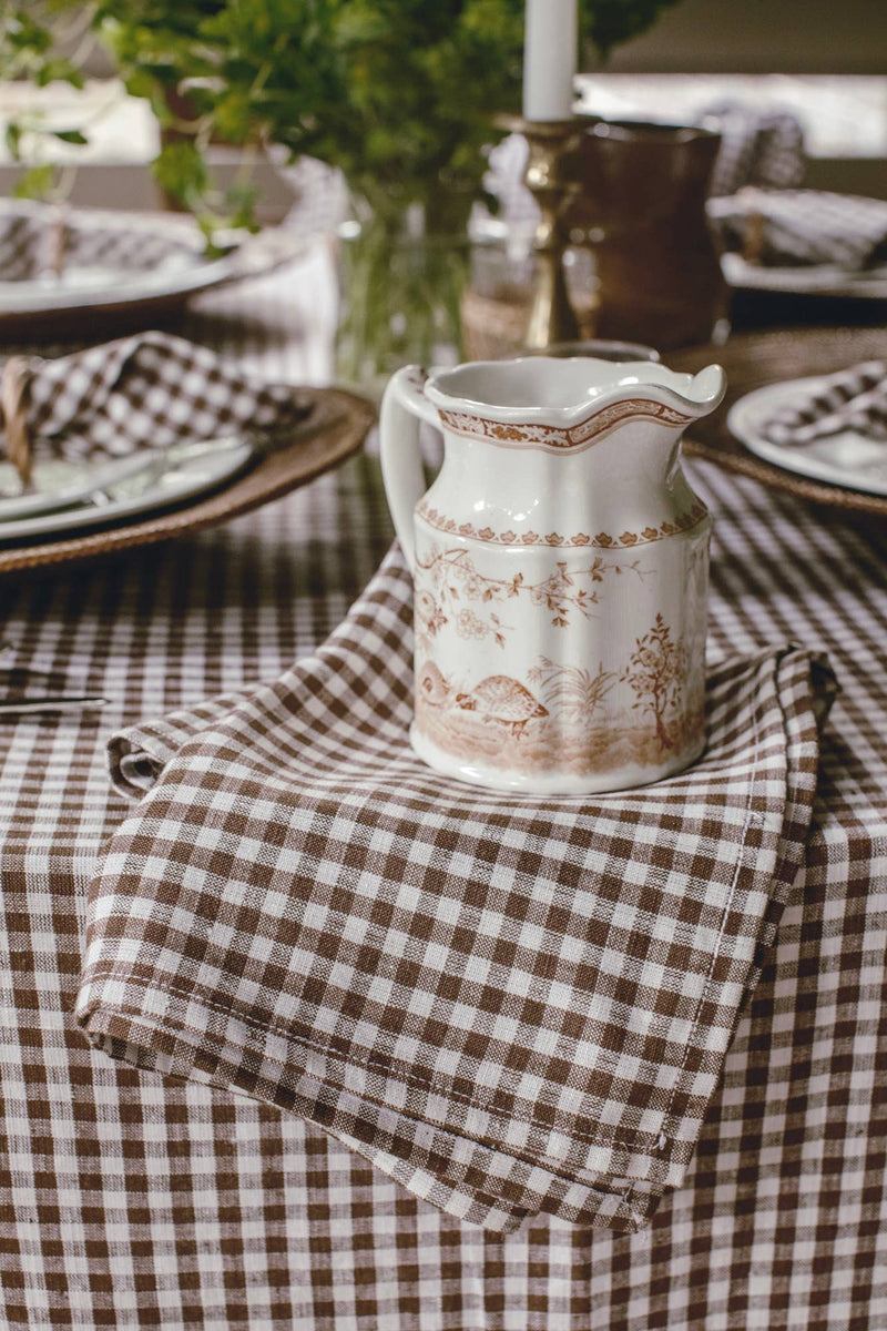 Tea Towel  | Mini Gingham Check Brown