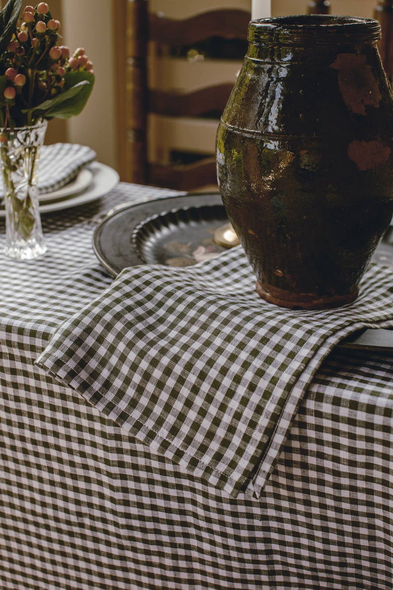 Tea Towel | Mini Gingham Check in Olive Green