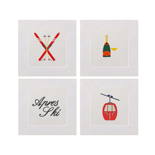 Apres Ski Embroidered Napkin | Set of 4 - IDYLL MANOR