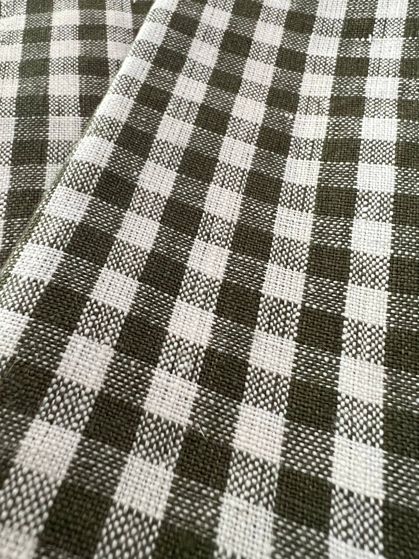Tea Towel | Mini Gingham Check in Olive Green