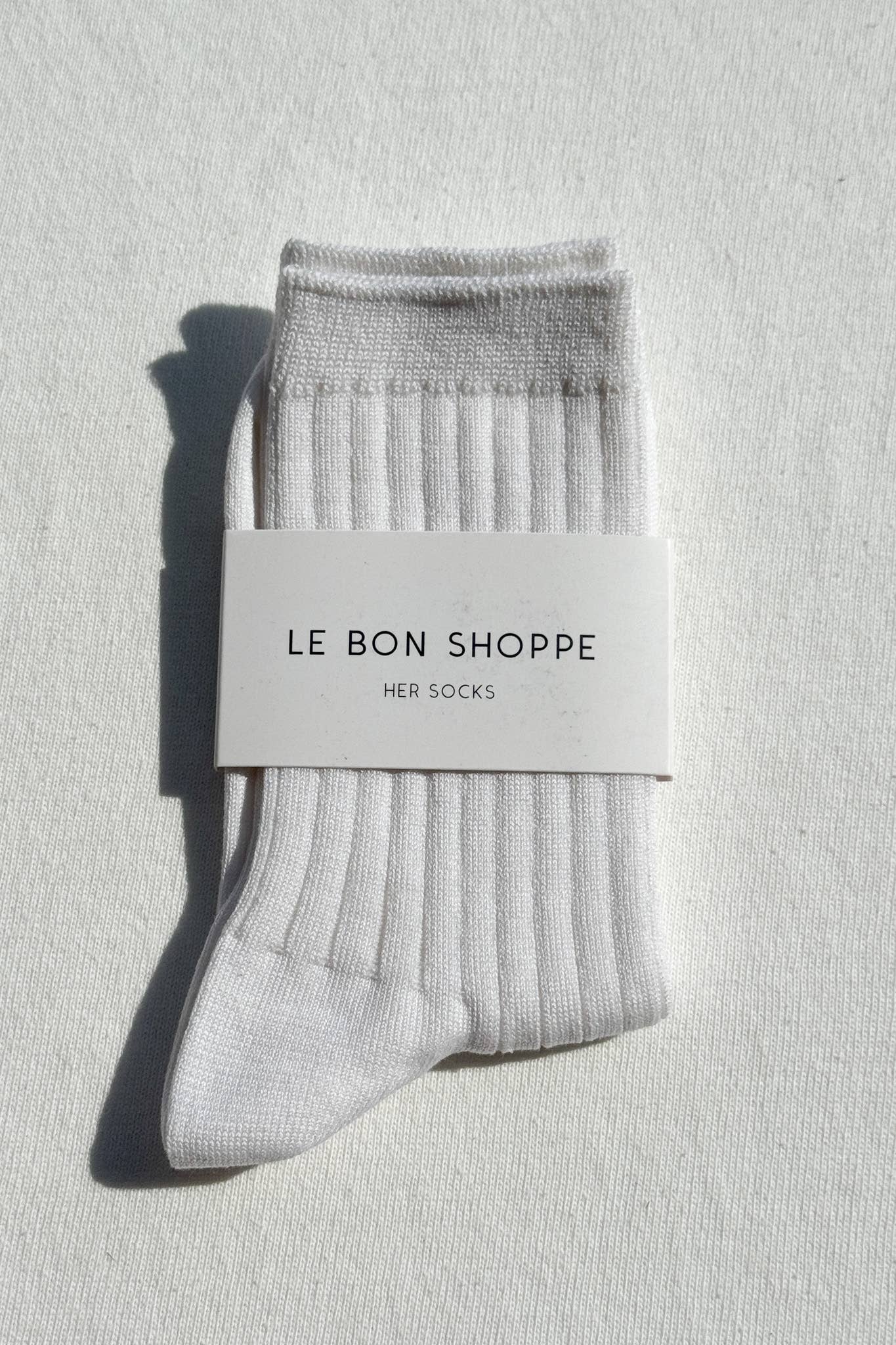 Her Socks - Mercerized Combed Cotton Rib: Classic White - IDYLL MANOR