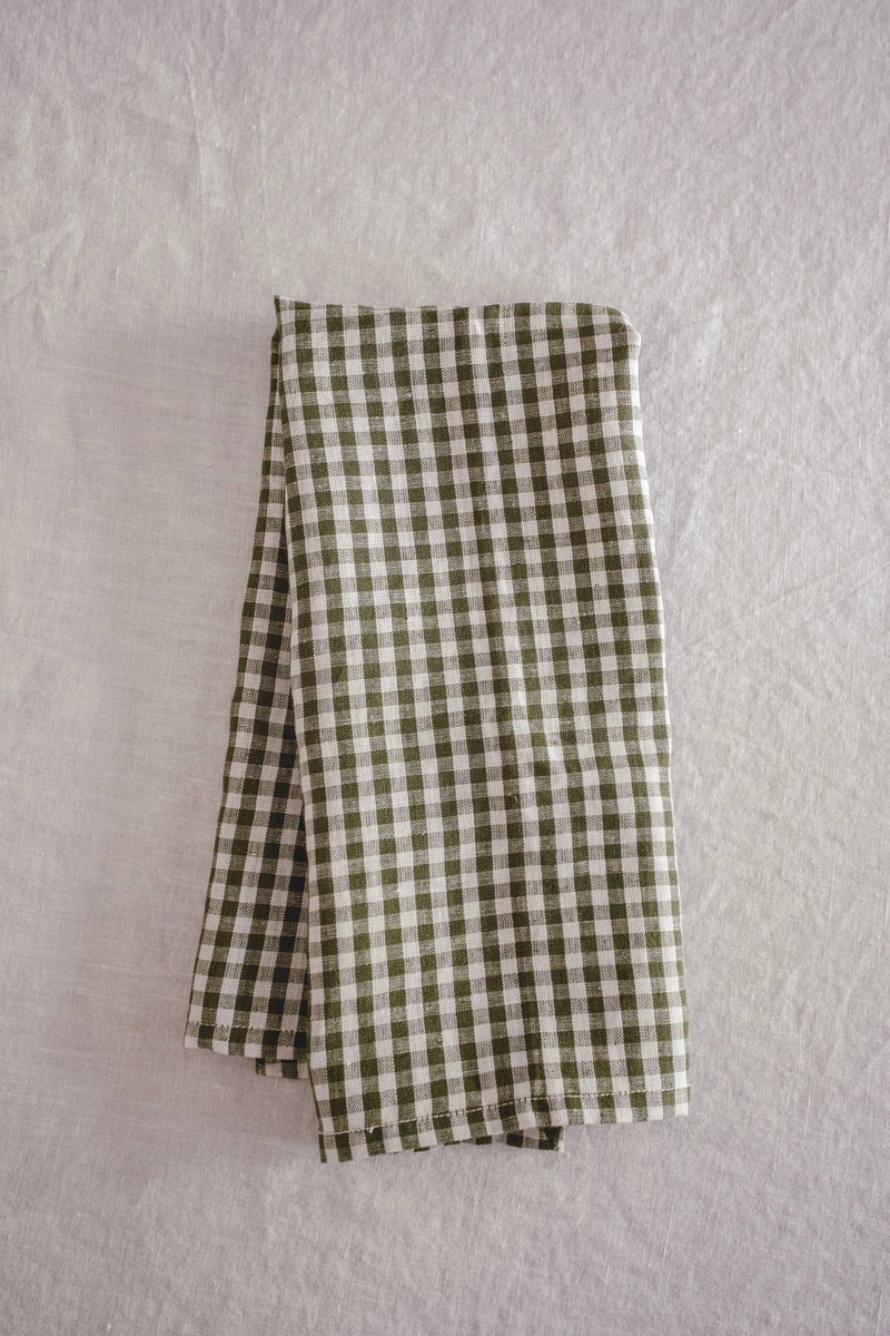 Tea Towel | Mini Gingham Check in Olive Green
