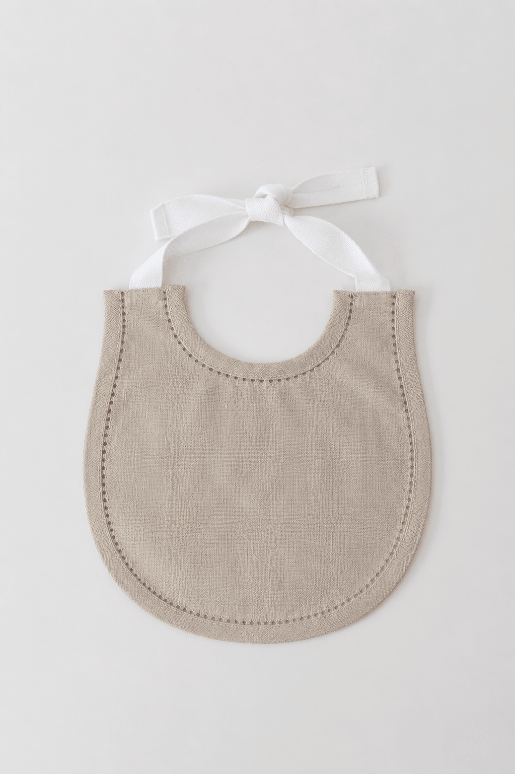 Hemstitched Linen Keepsake Baby Bibs | White - IDYLL MANOR