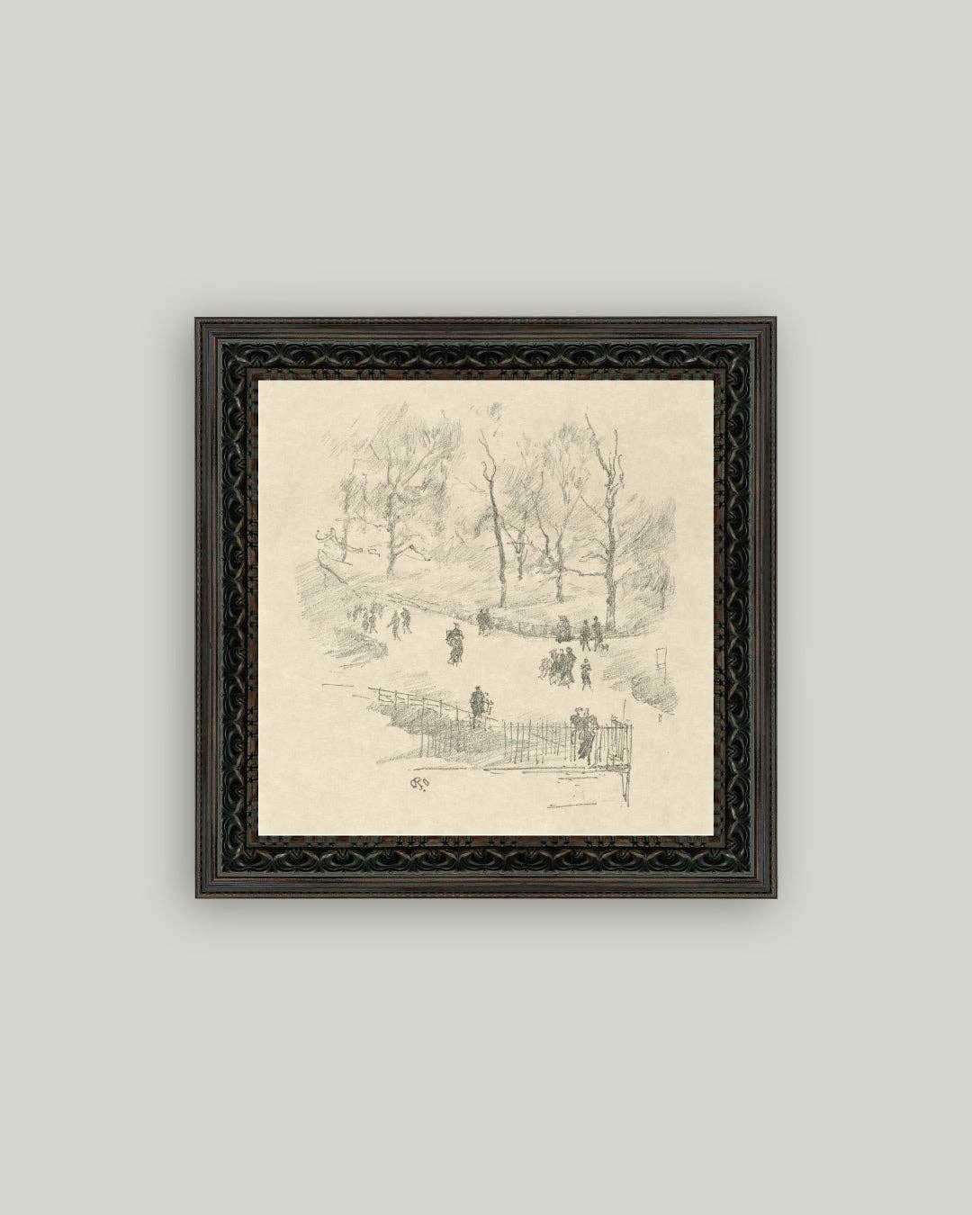 Kensington Gardens in Winter Framed Antique Art - IDYLL MANOR