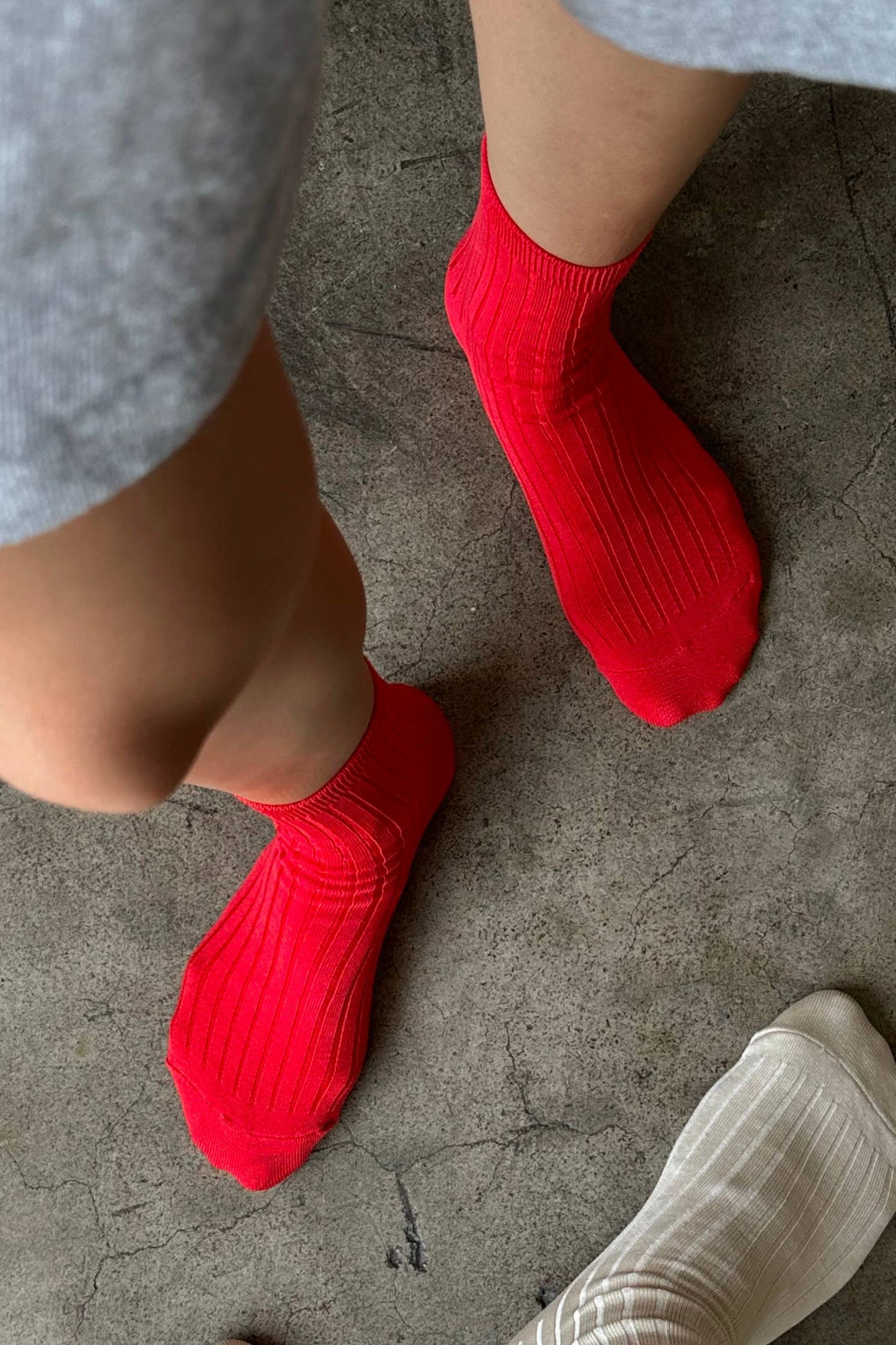 Her Socks - Mercerized Combed Cotton Rib: Classic Red - IDYLL MANOR